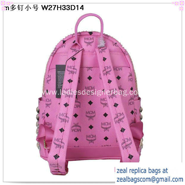High Quality Replica MCM Small Stark Front Studs Backpack MC4237S Rosy - Click Image to Close